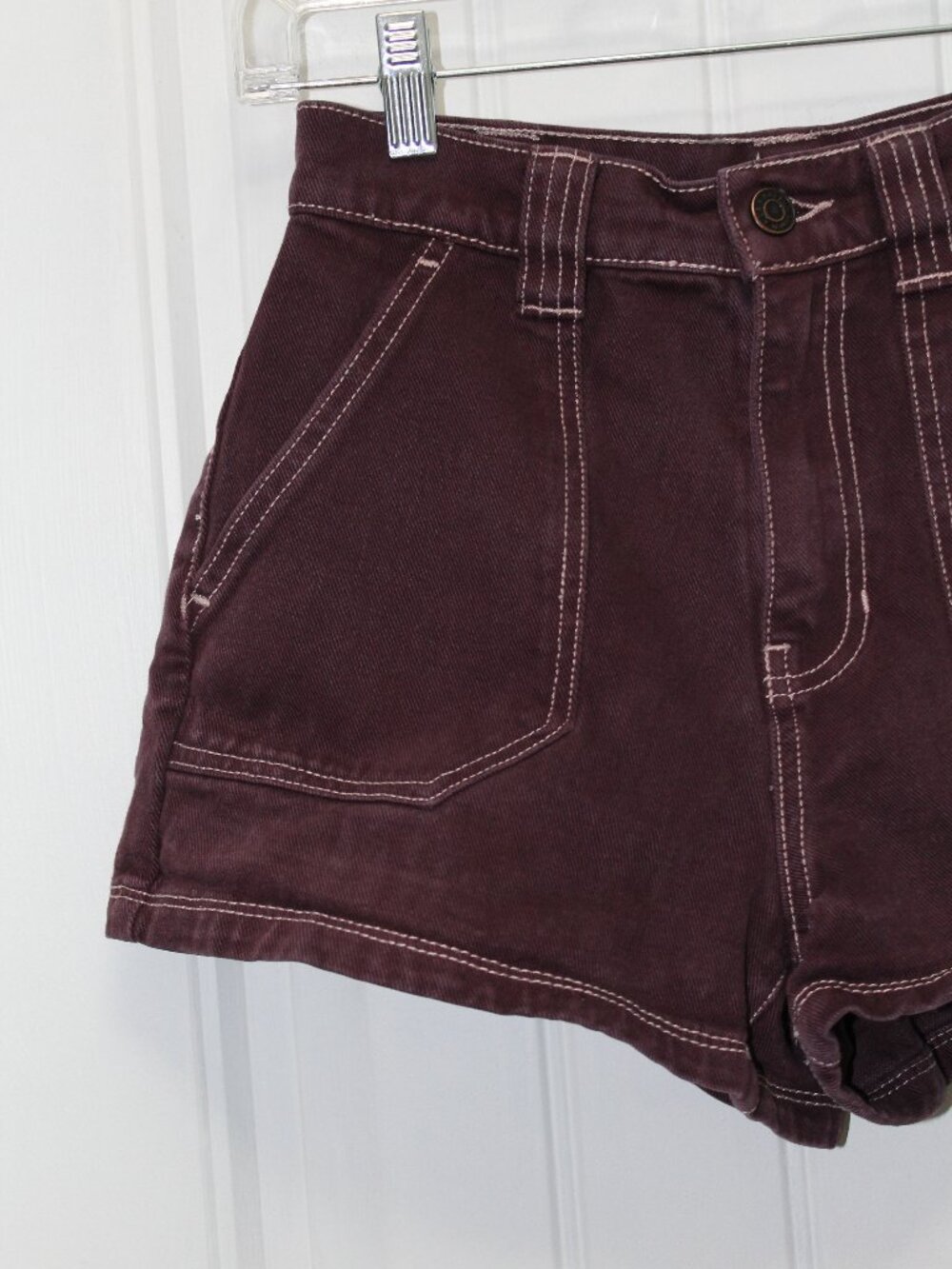 PacSun High Waist Shorts in Burgundy - Picture 2 of 11